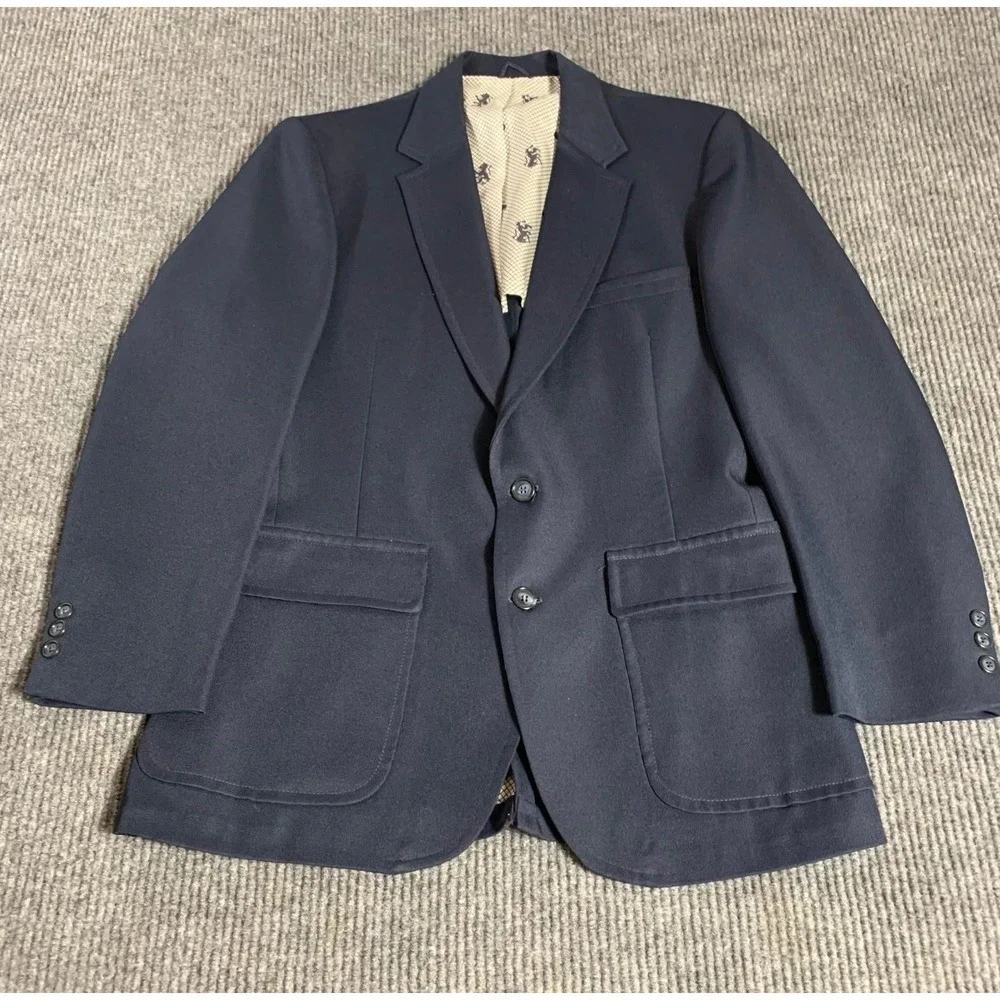 VTG‎ JC Penny Blazer Mens 38 Blue Sports Coat Business Lined Academia Luxury 80s